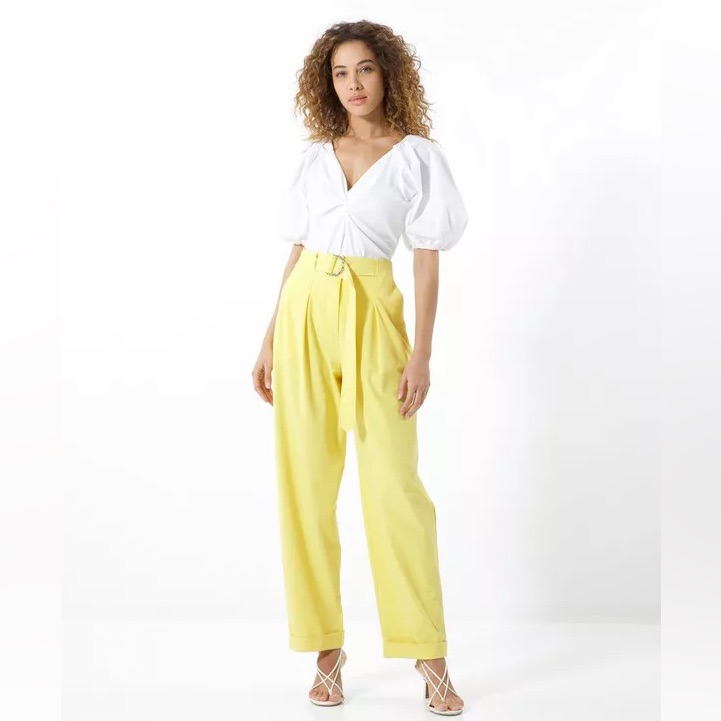 Tanya Taylor Tyler Pants In Daffodil Size 16 Nwt Msrp $445